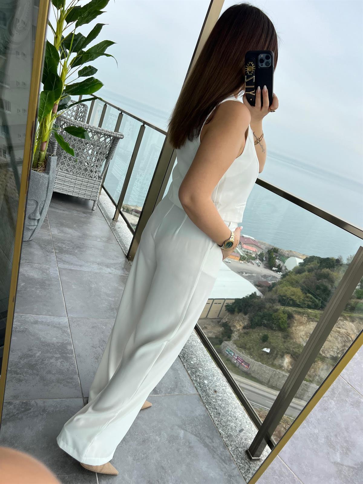 6225 Adriana Yelek Takım EKRU