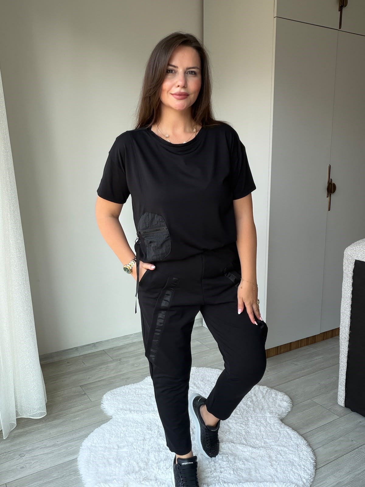 6327 Şalvar Tipi Tasarım Pantolon SİYAH