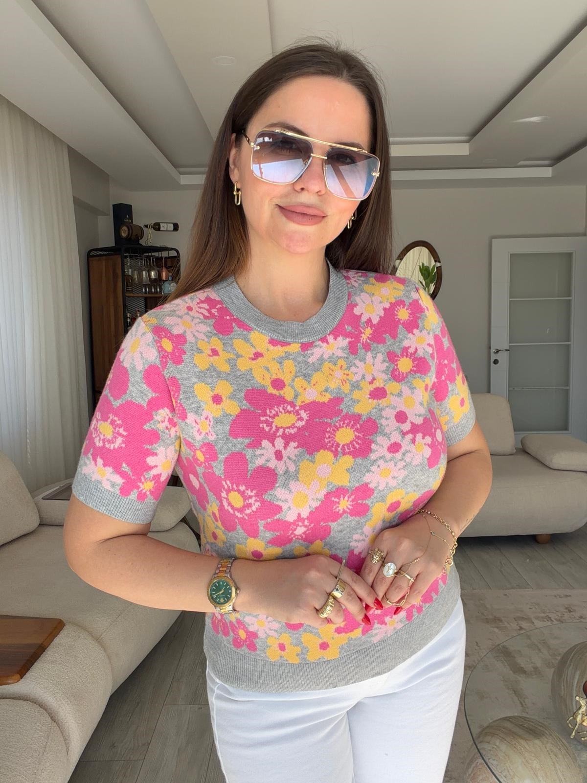 6411 Çiçekli Triko ÇİÇEK