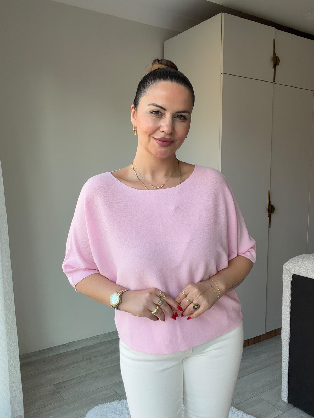 6416 Yarasa Kol Triko PEMBE