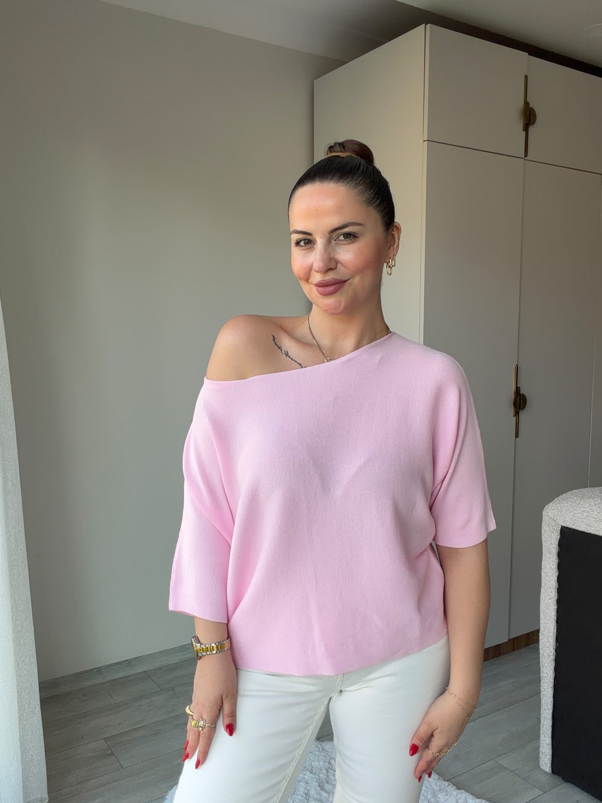 6416 Yarasa Kol Triko PEMBE