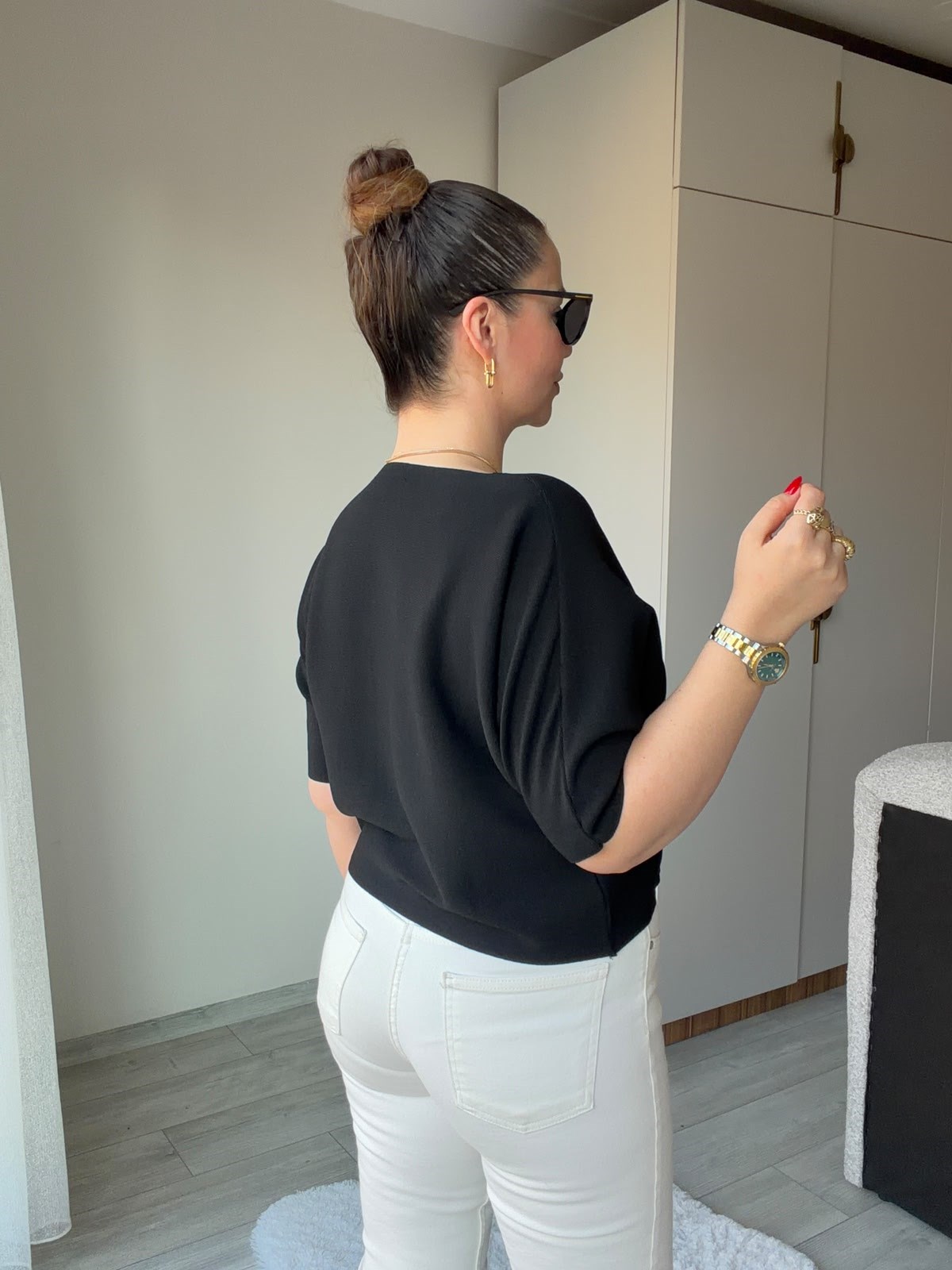 6416 Yarasa Kol Triko SİYAH