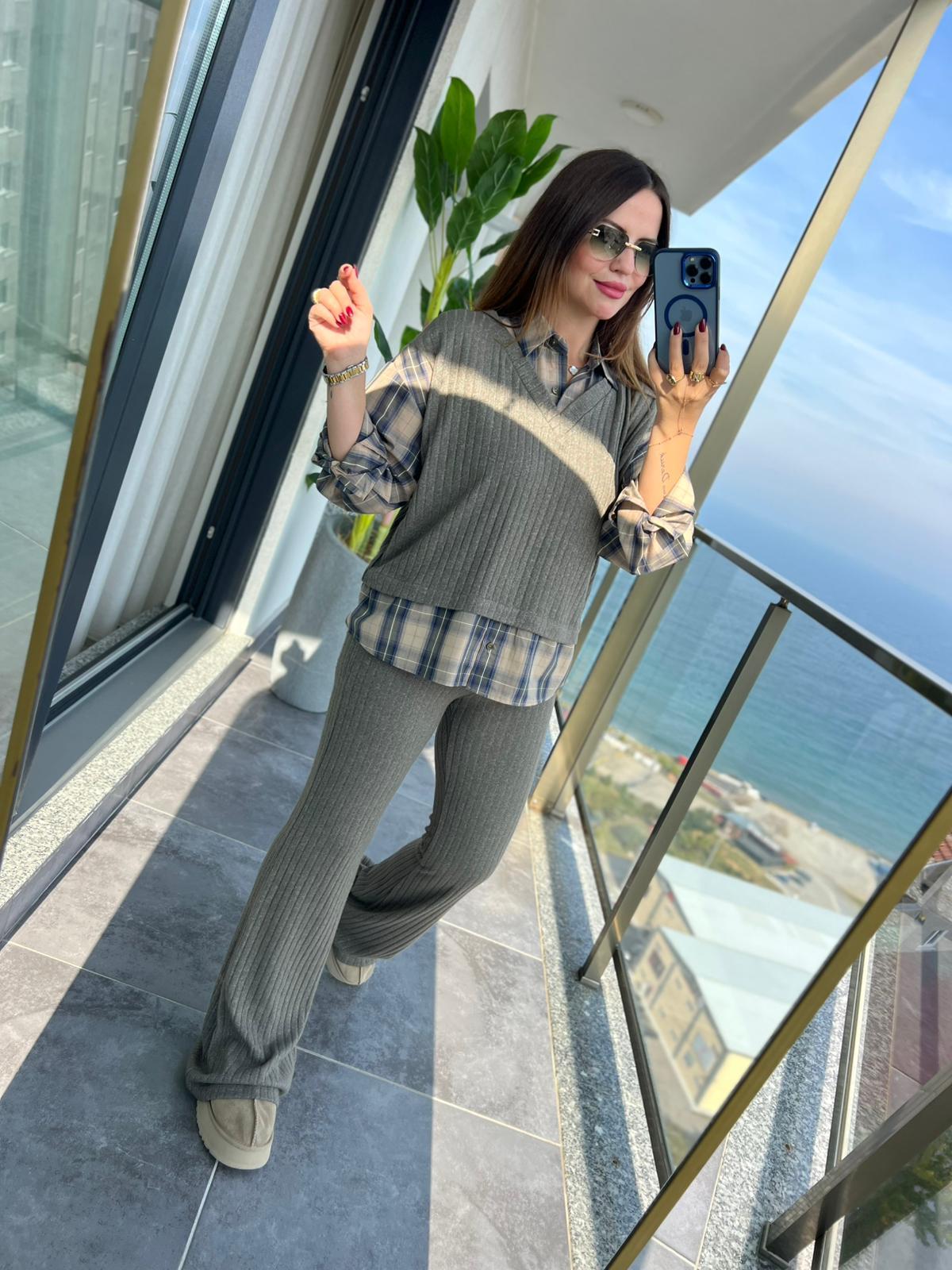 6596 Gömlek Detay Takım VİZON