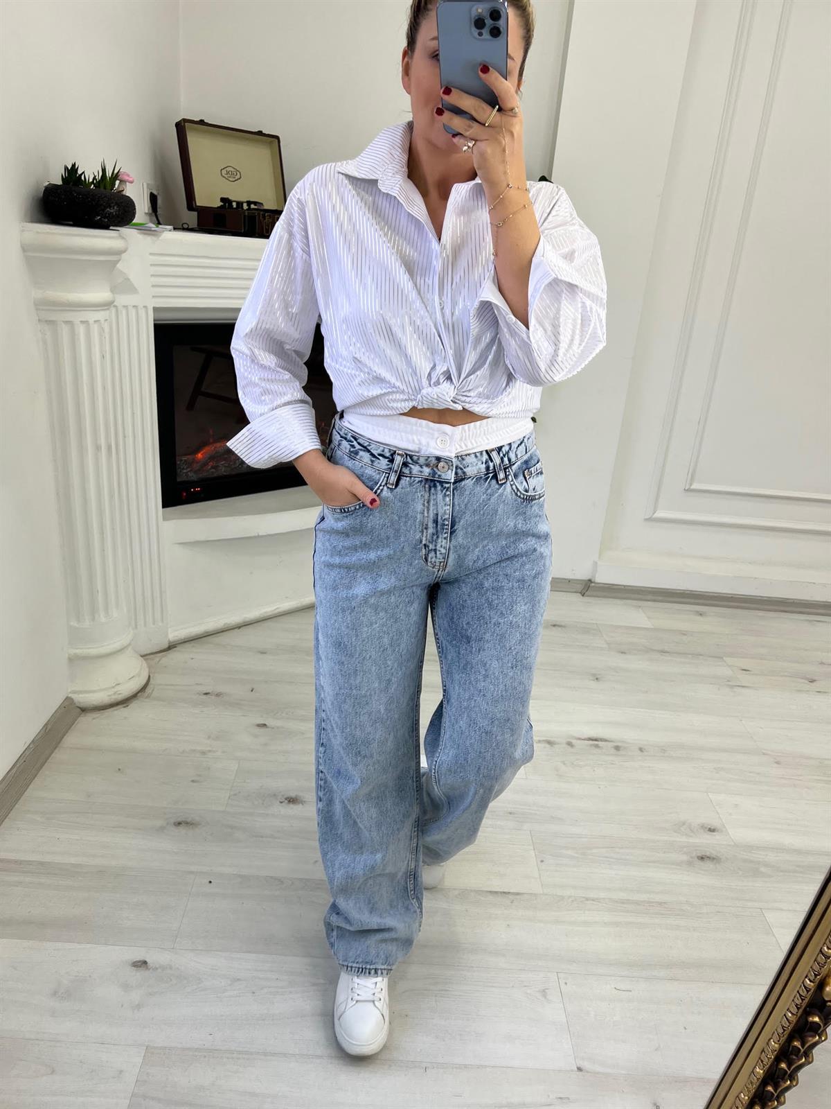 669Cepli Boxer Detaylı Jean BUZ MAVİSİ