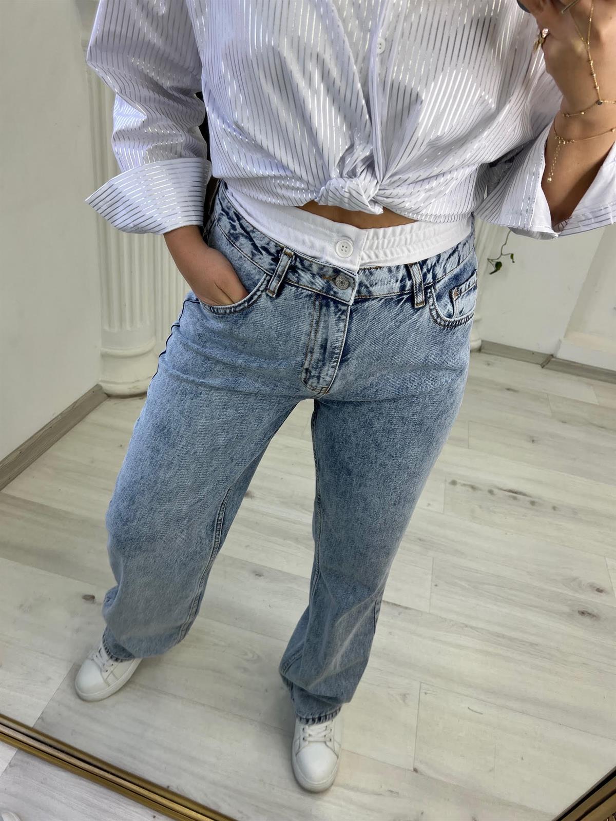 669Cepli Boxer Detaylı Jean BUZ MAVİSİ
