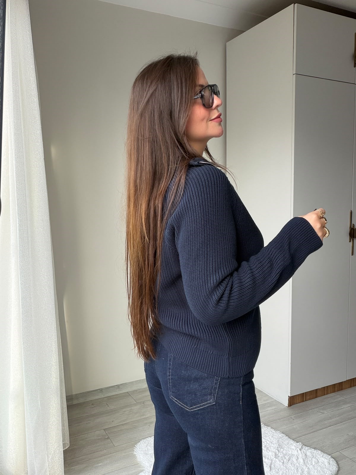 6705 Fermuarlı Triko Ceket LACİVERT