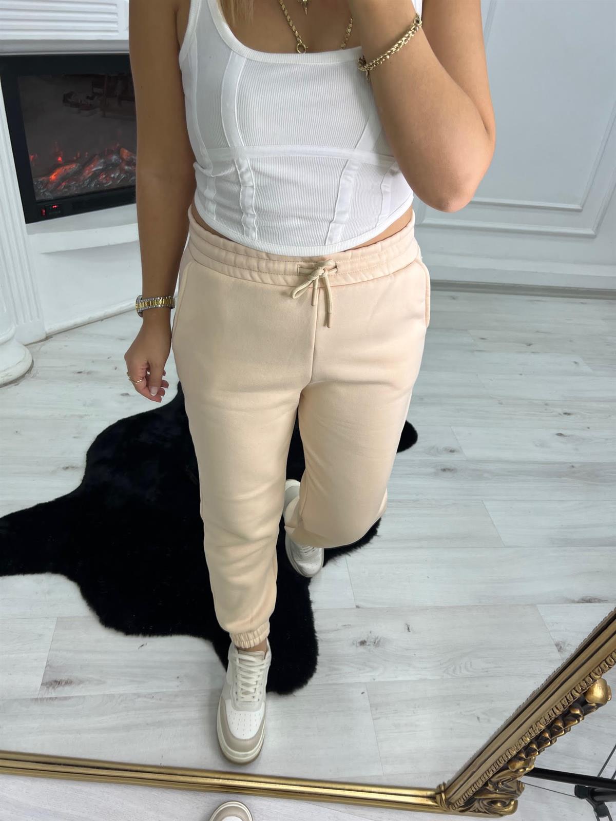 7012 Bel Paça Lastikli Pantolon BEJ