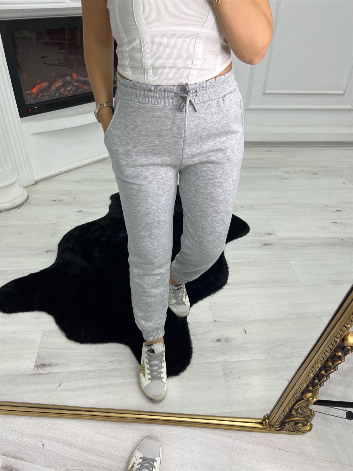 7012 Bel Paça Lastikli Pantolon GRİ