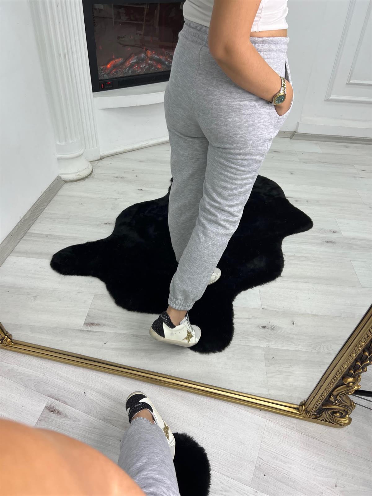 7012 Bel Paça Lastikli Pantolon GRİ