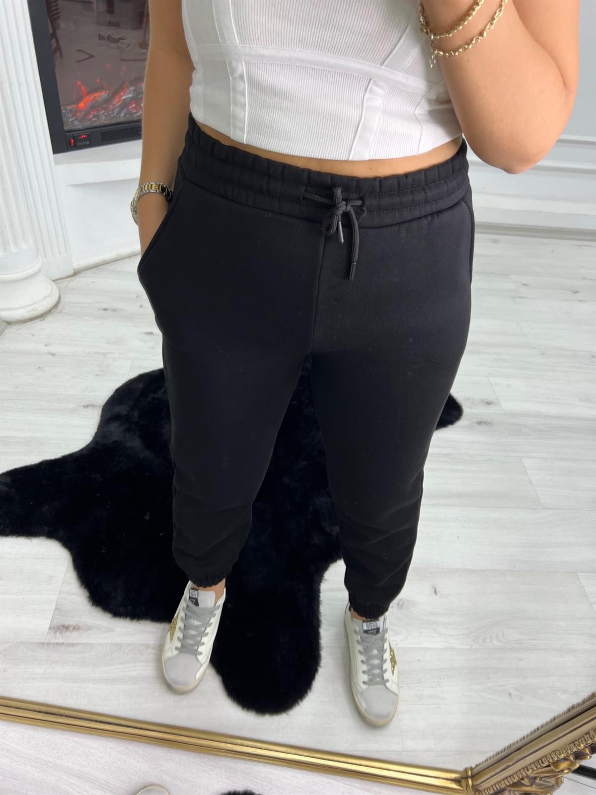 7012 Bel Paça Lastikli Pantolon SİYAH