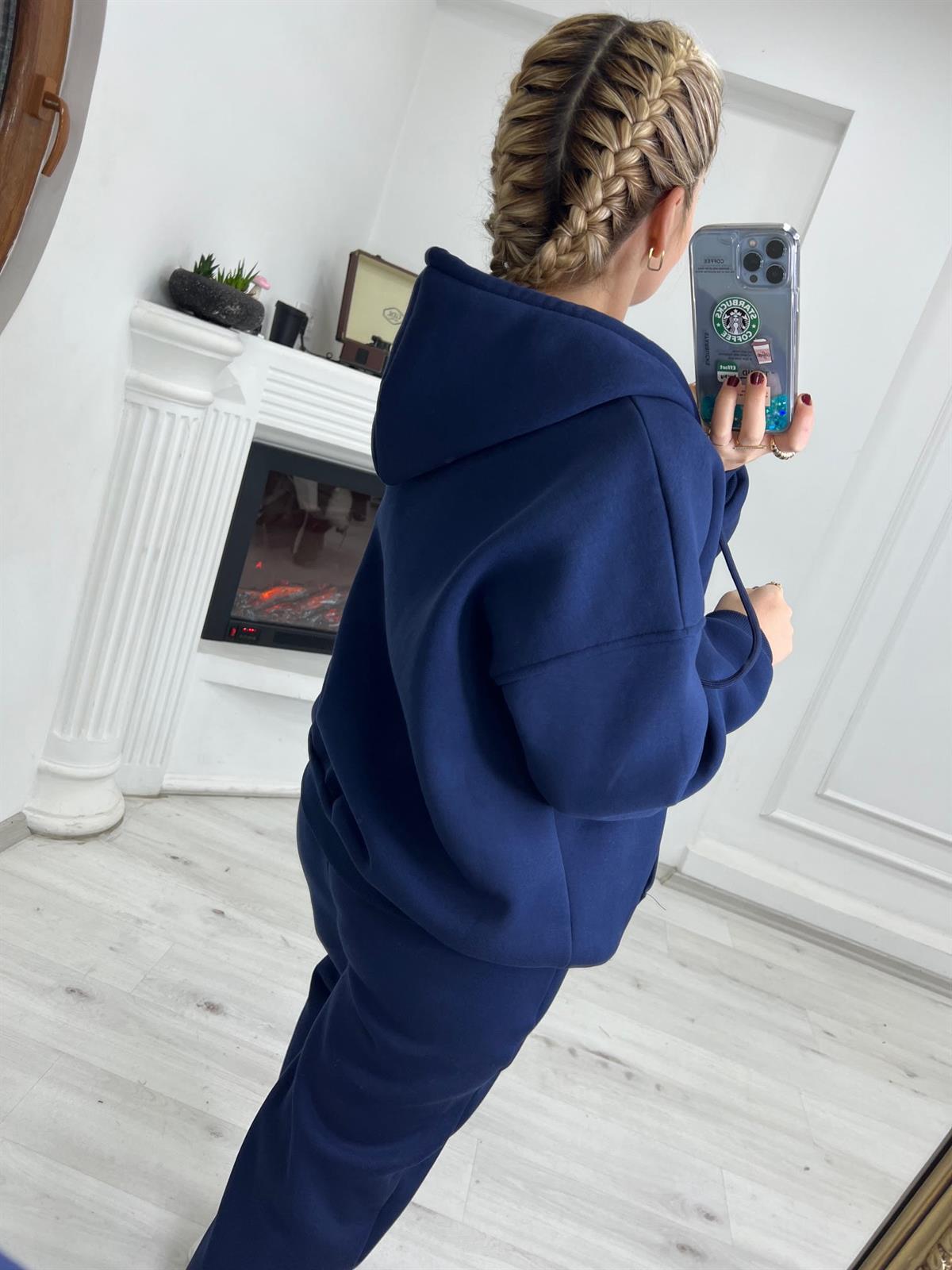 7024 Kangru Cepli Fermuarlı Sweat LACİVERT
