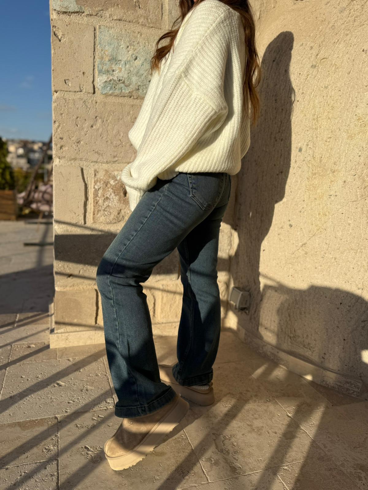 7026 Dikişli Paça Relax Jean LACİVERT