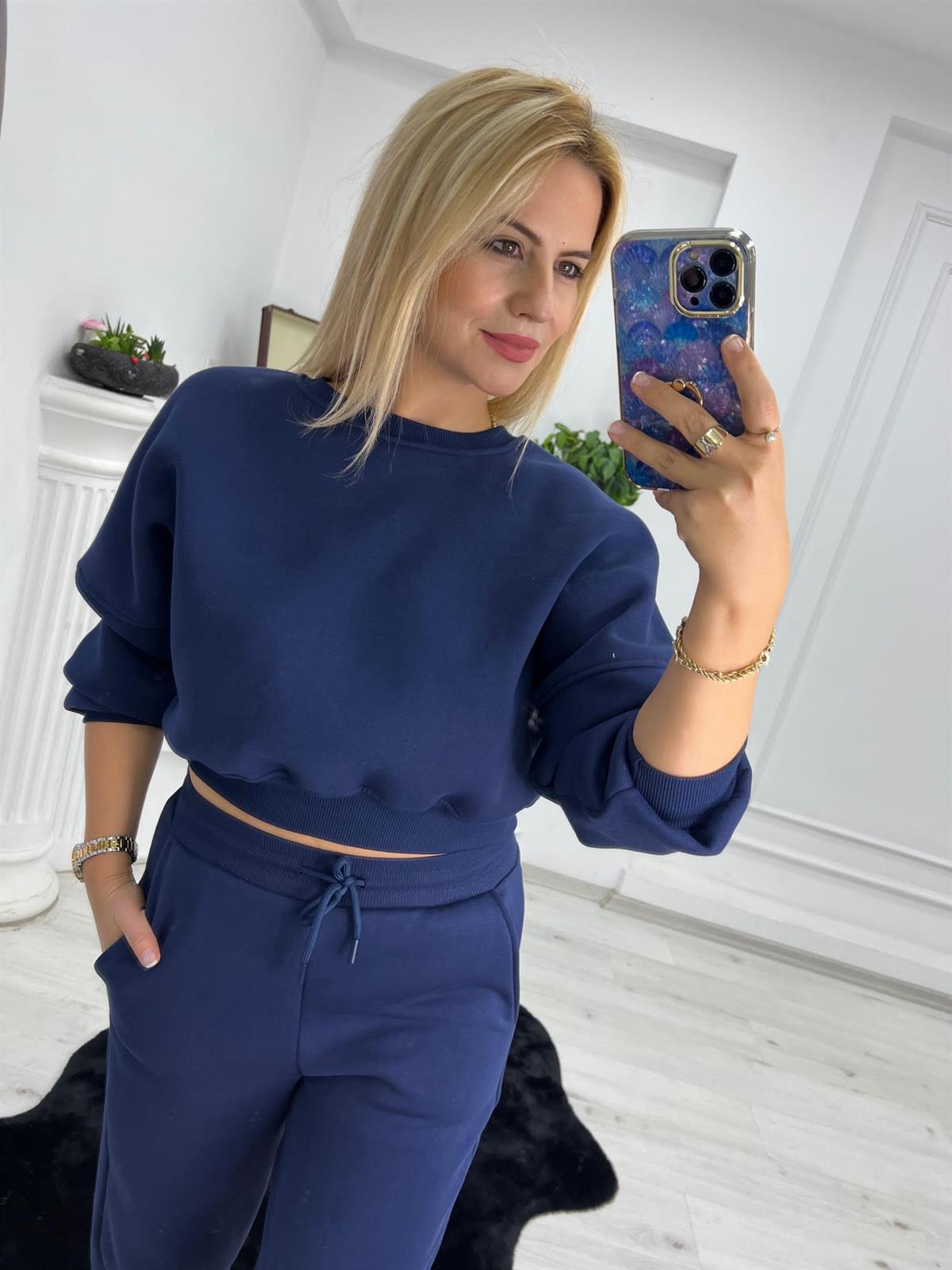 7031 3 İplik Ribanna Sweat LACİVERT