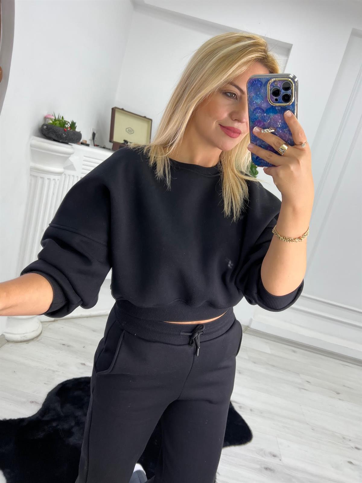 7031 3 İplik Ribanna Sweat SİYAH