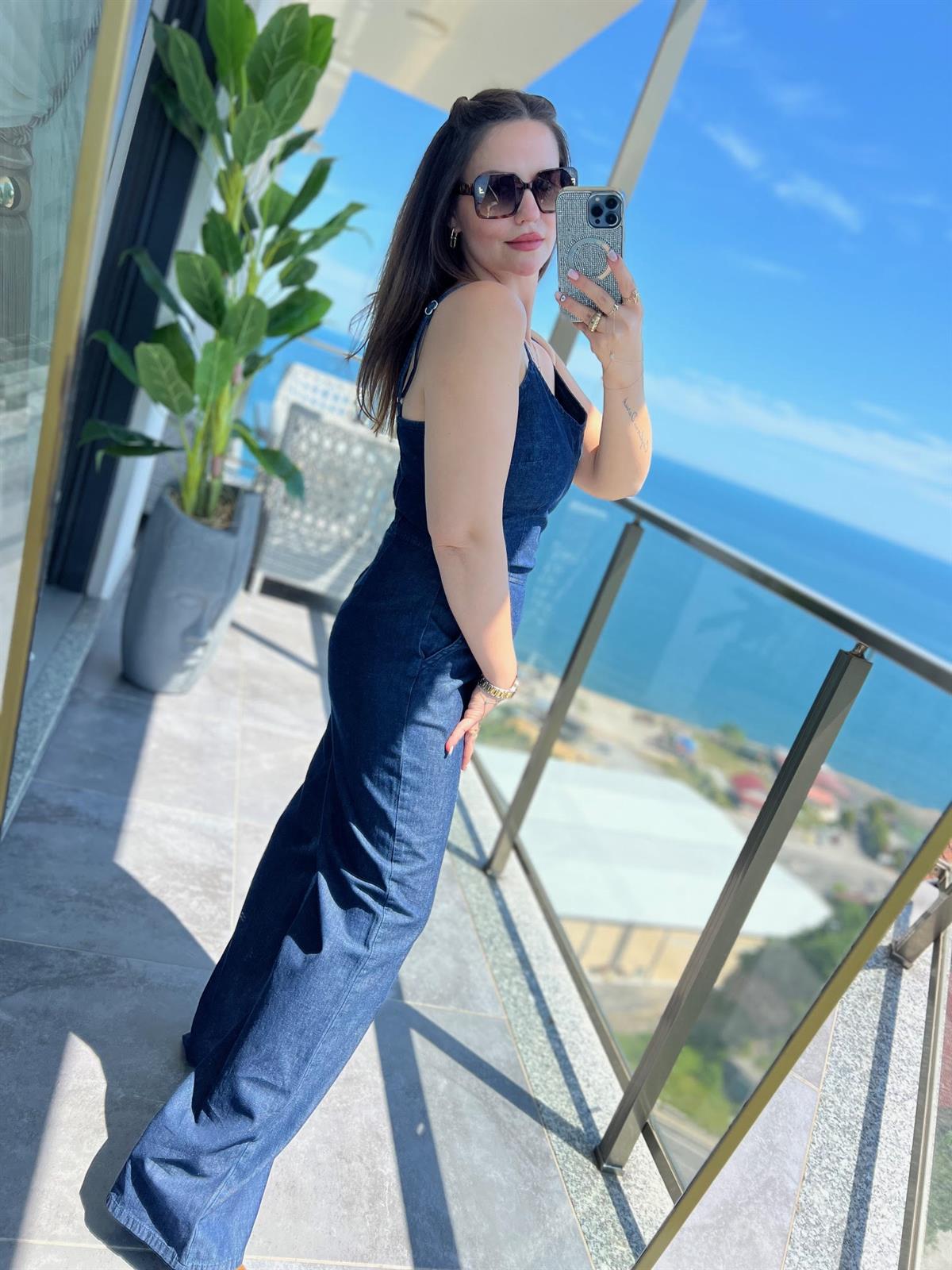 72012 İp Askılı Jean Tulum LACİVERT