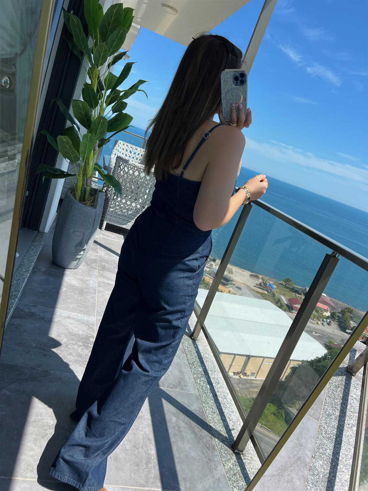72012 İp Askılı Jean Tulum LACİVERT