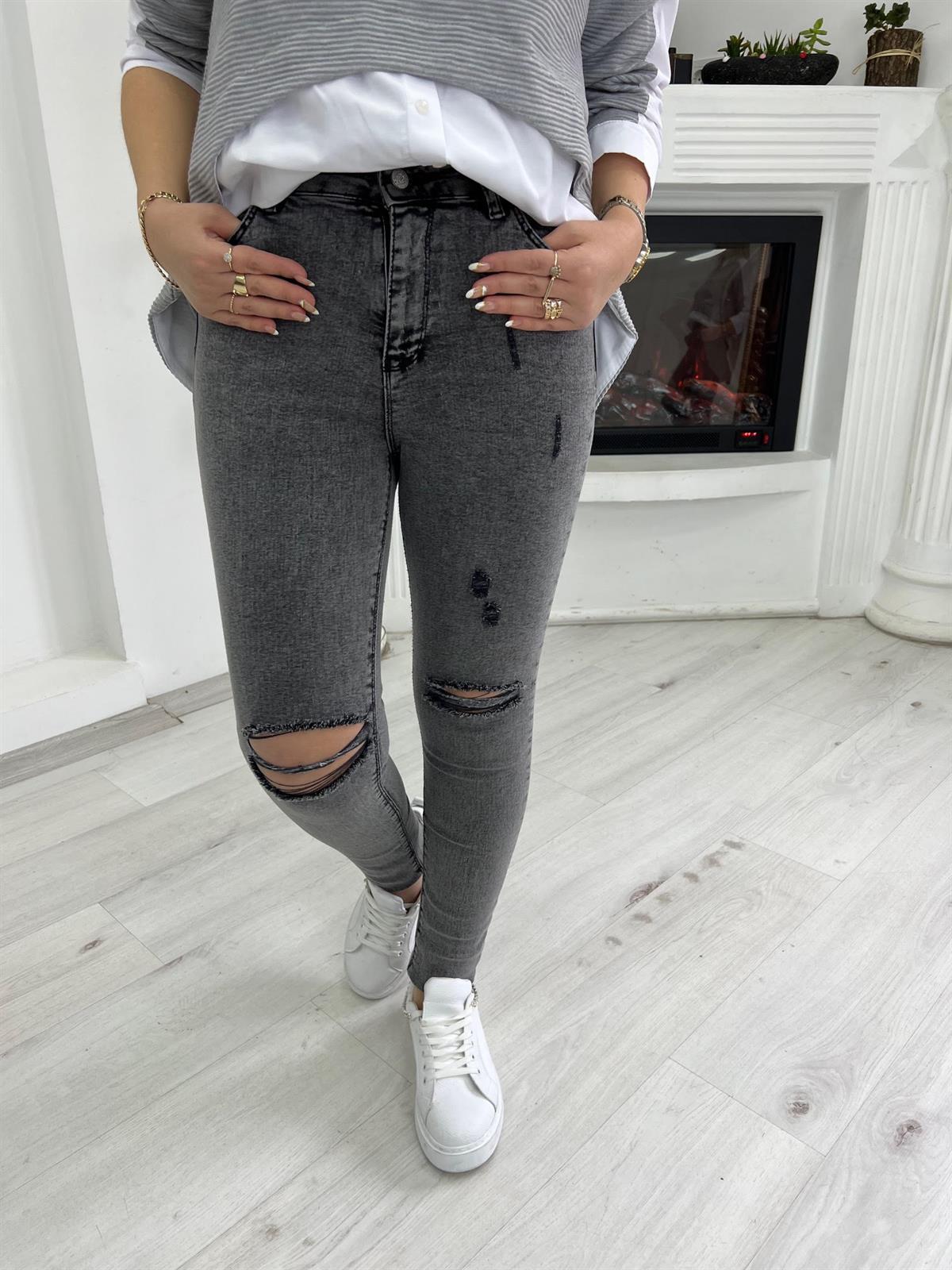 7220 Tırnak Lazer Kesim Jean GRİ