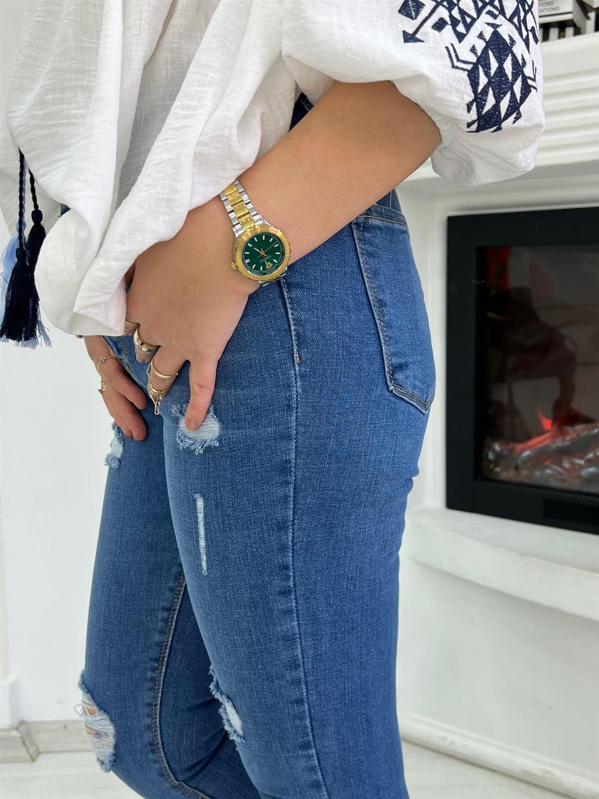 7220 Tırnak Lazer Kesim Jean MAVİ