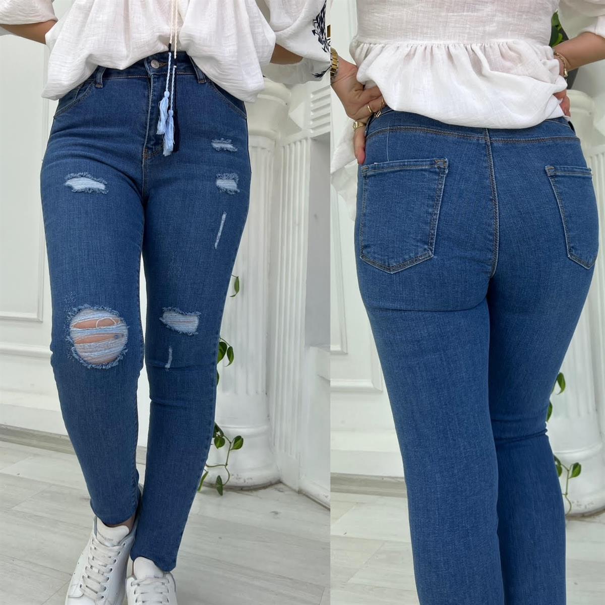 7220 Tırnak Lazer Kesim Jean MAVİ