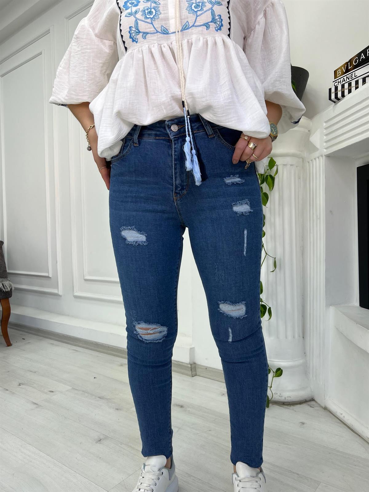 7220 Tırnak Lazer Kesim Jean MAVİ
