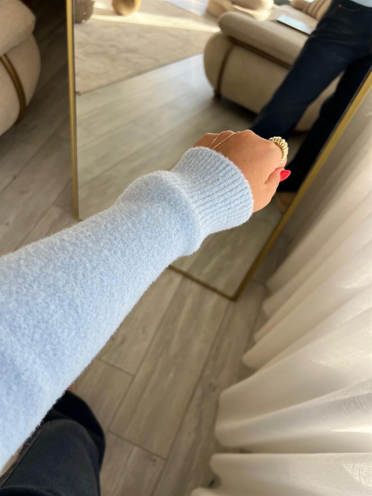 7600 Angora Kapüşonlu Kazak BEBE MAVİ
