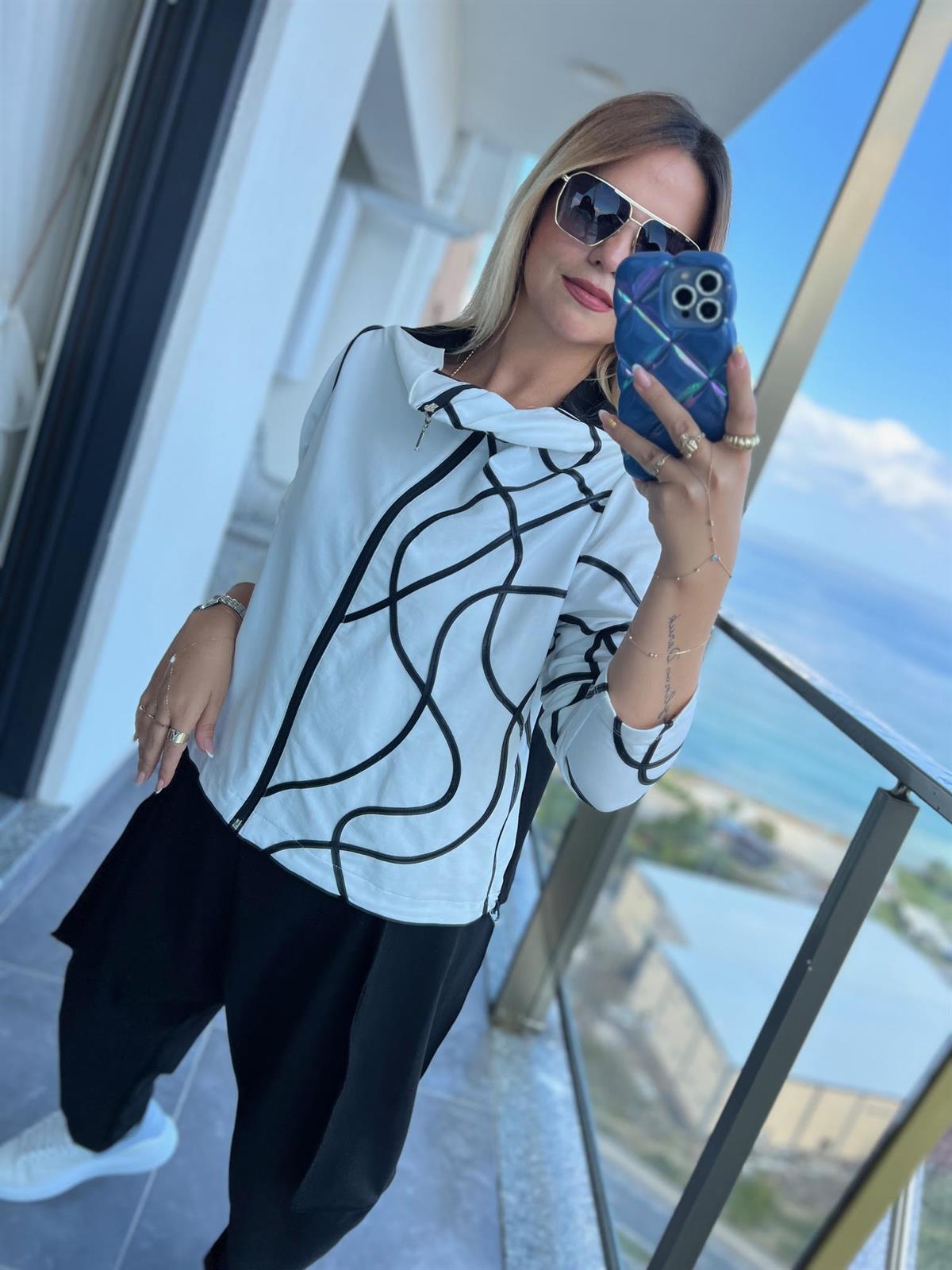 766 Fermuarlı Sweat BEYAZ