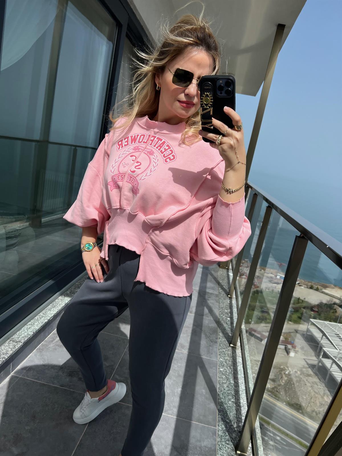 7828 Yarasa Kol Sweat PEMBE