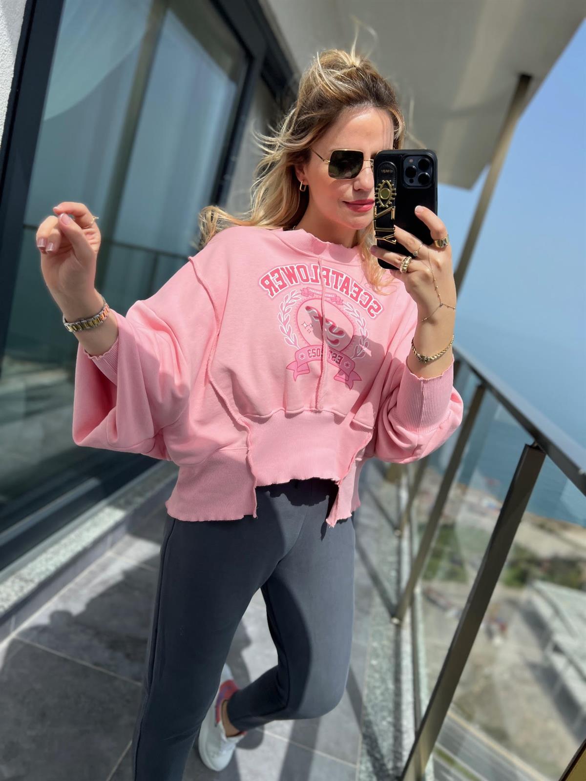 7828 Yarasa Kol Sweat PEMBE