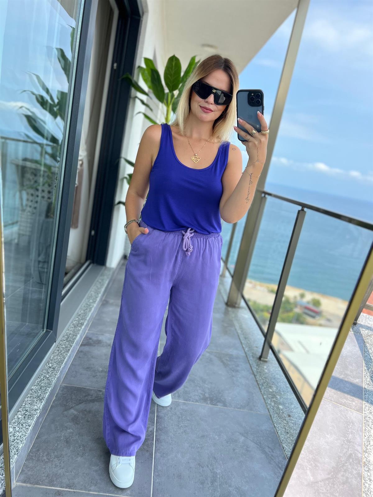 8033 Bol Paça Tencel Pantolon MOR