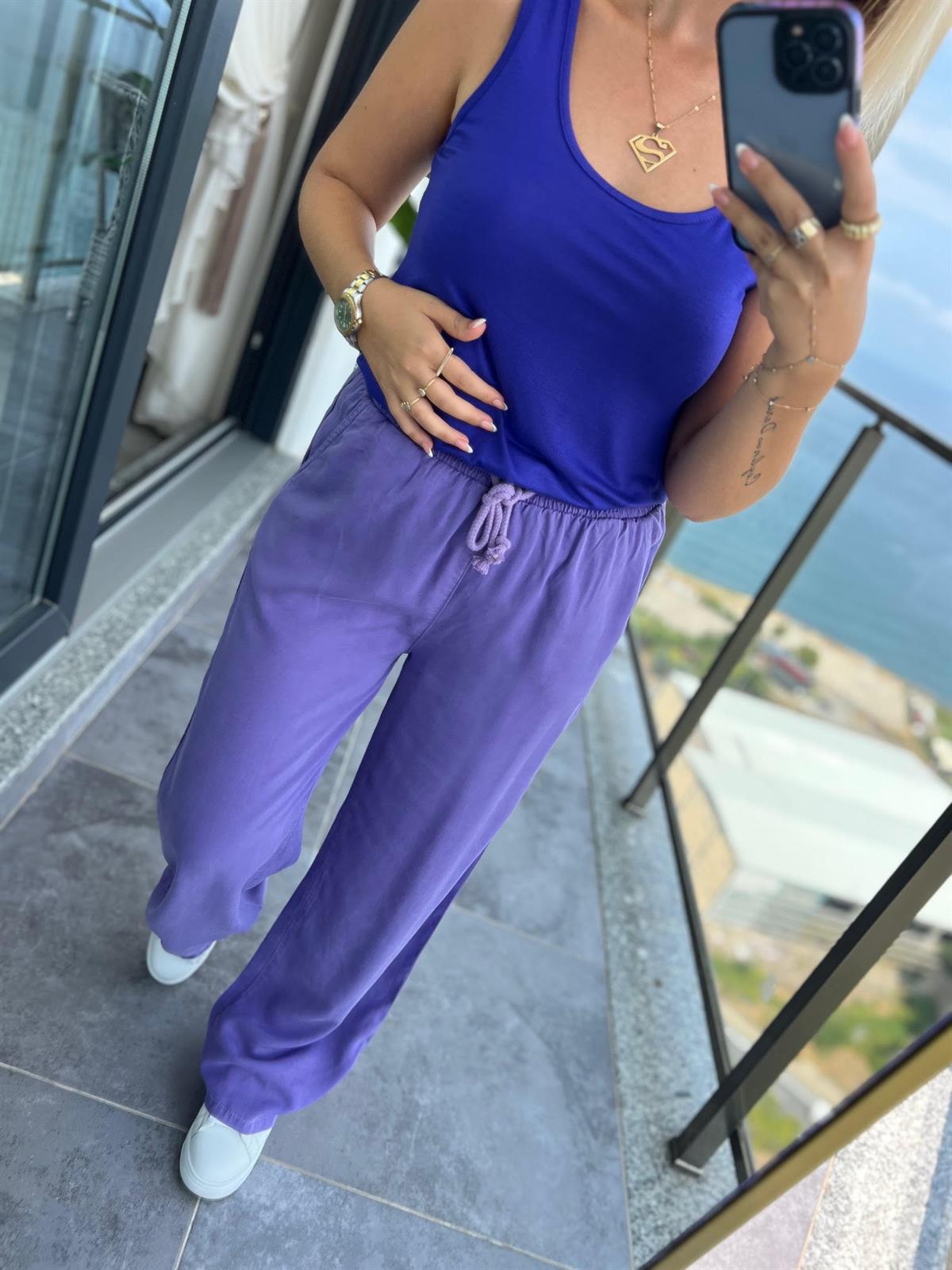 8033 Bol Paça Tencel Pantolon MOR