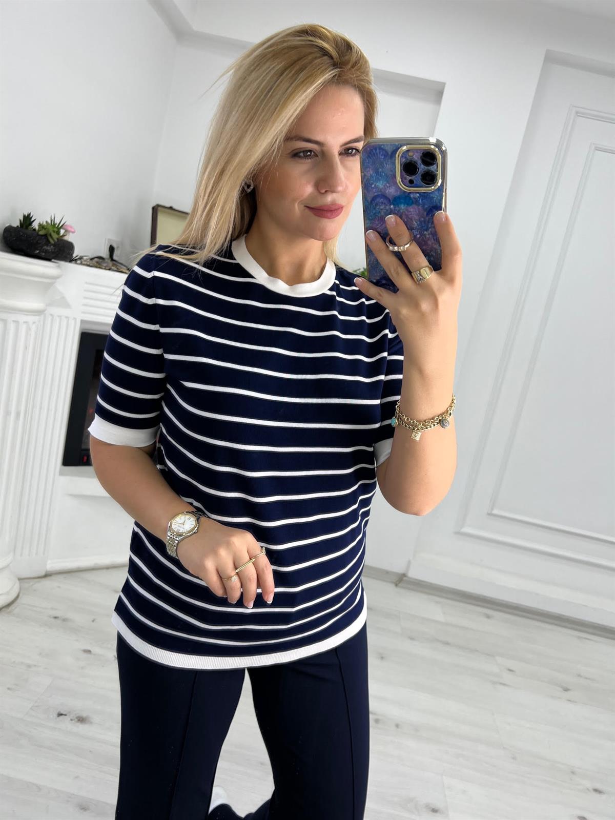 814 Çizgili Triko LACİVERT