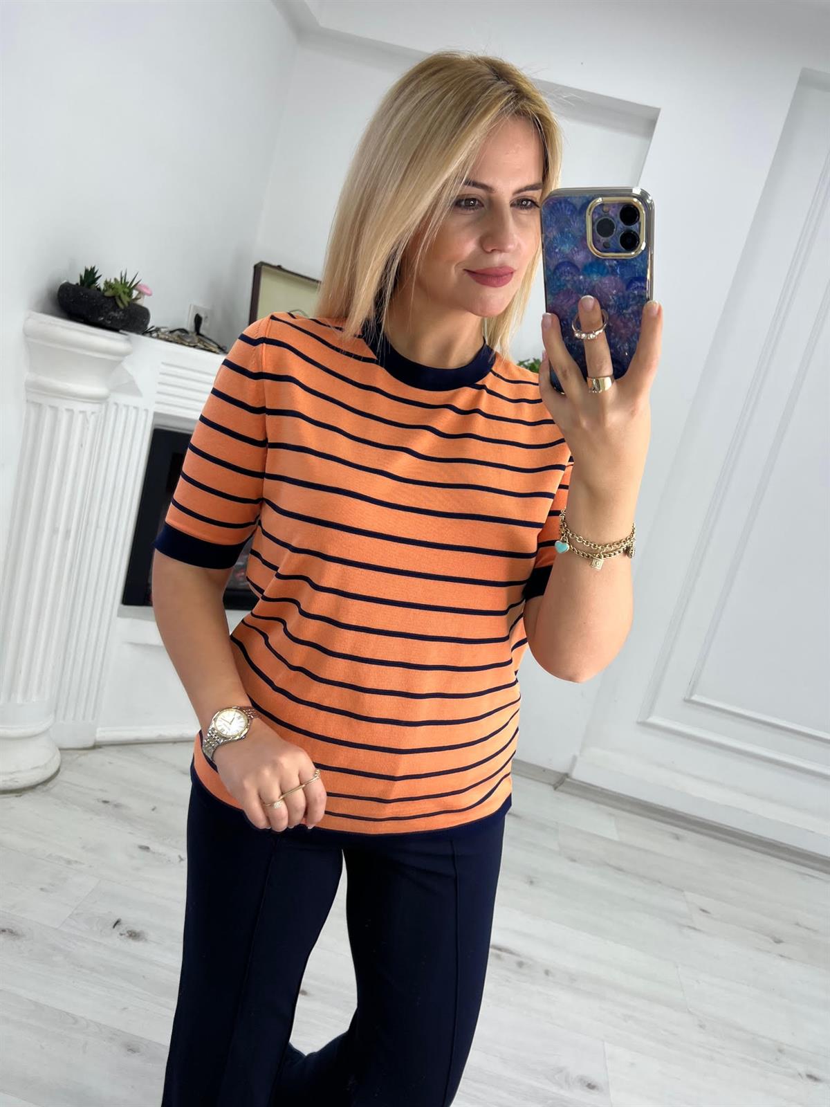 814 Çizgili Triko TURUNCU