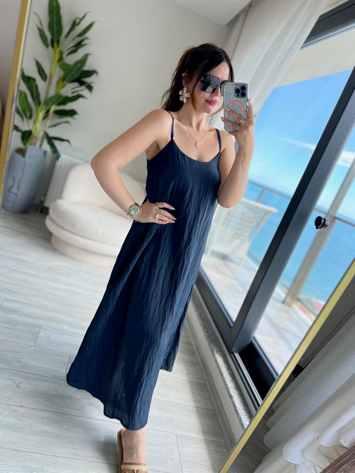 8203 İp Askılı Elbise LACİVERT