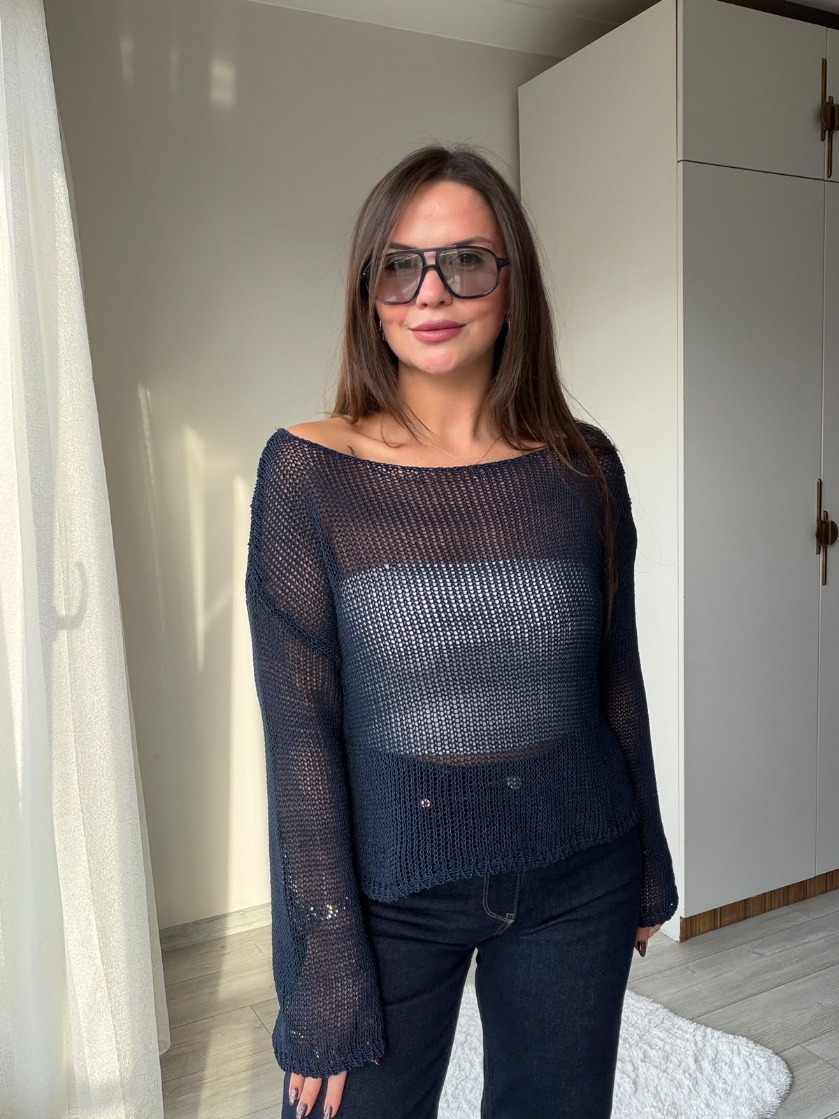 8741 Kısa Trıko Kazak LACİVERT