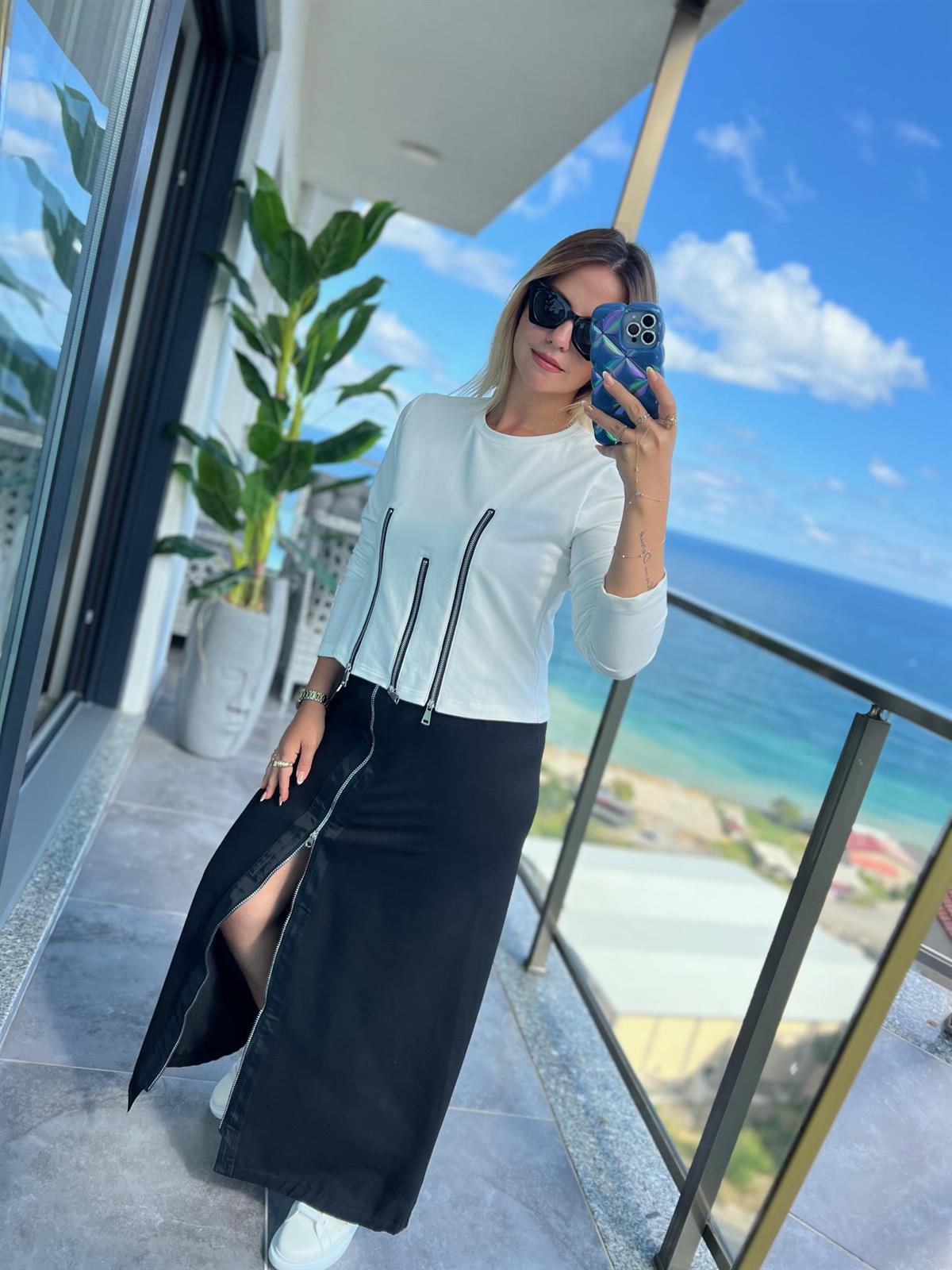 883 Fermuarlı sweat BEYAZ