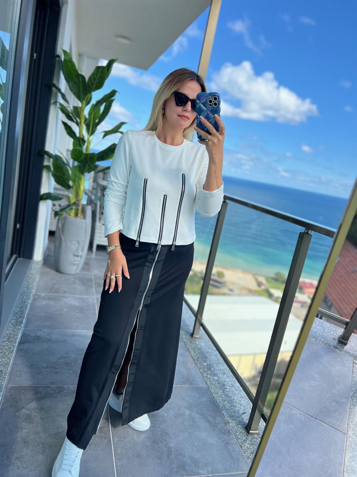 883 Fermuarlı sweat BEYAZ