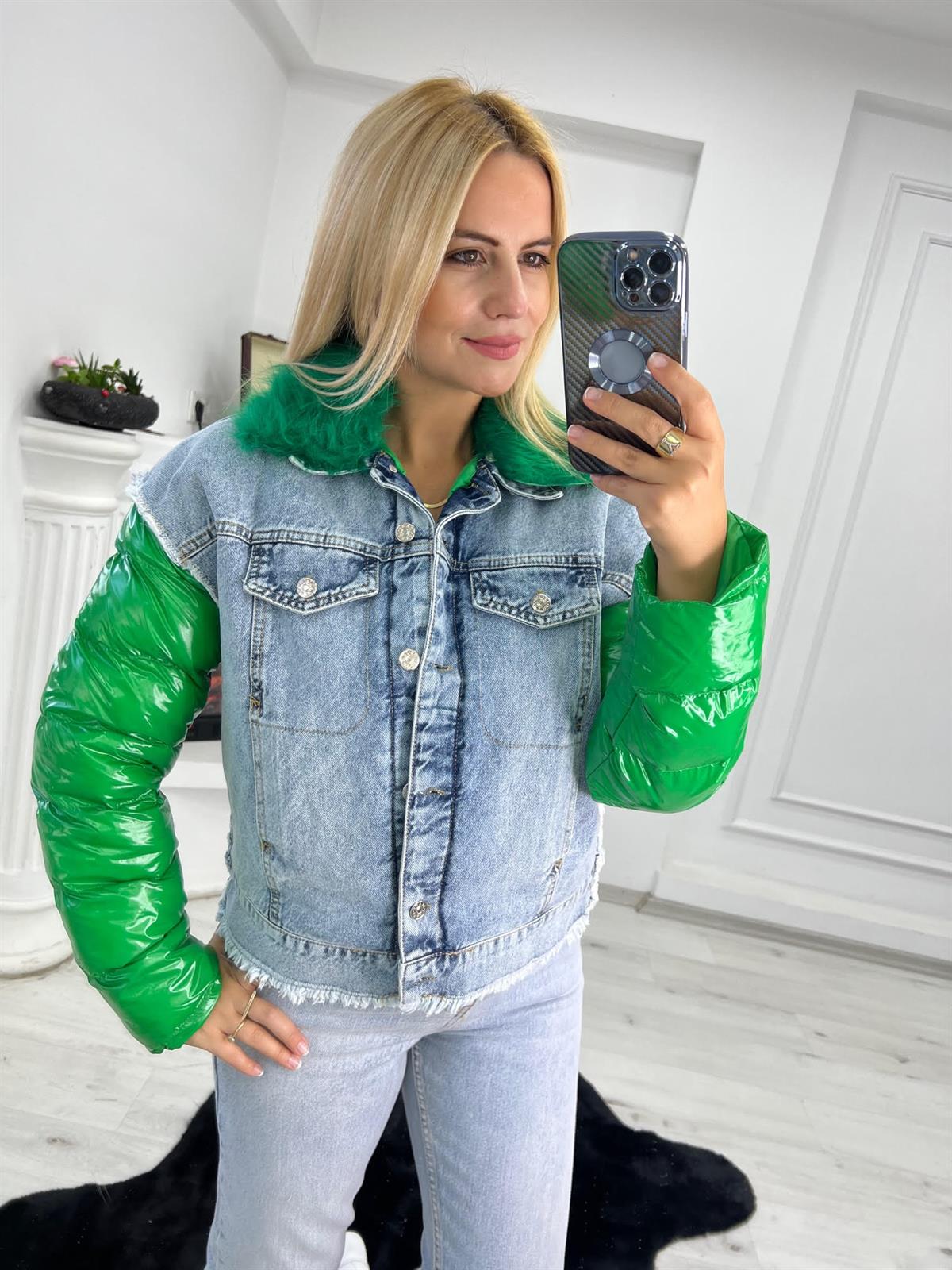 89849 Peluşlu Jean Mont YEŞİL