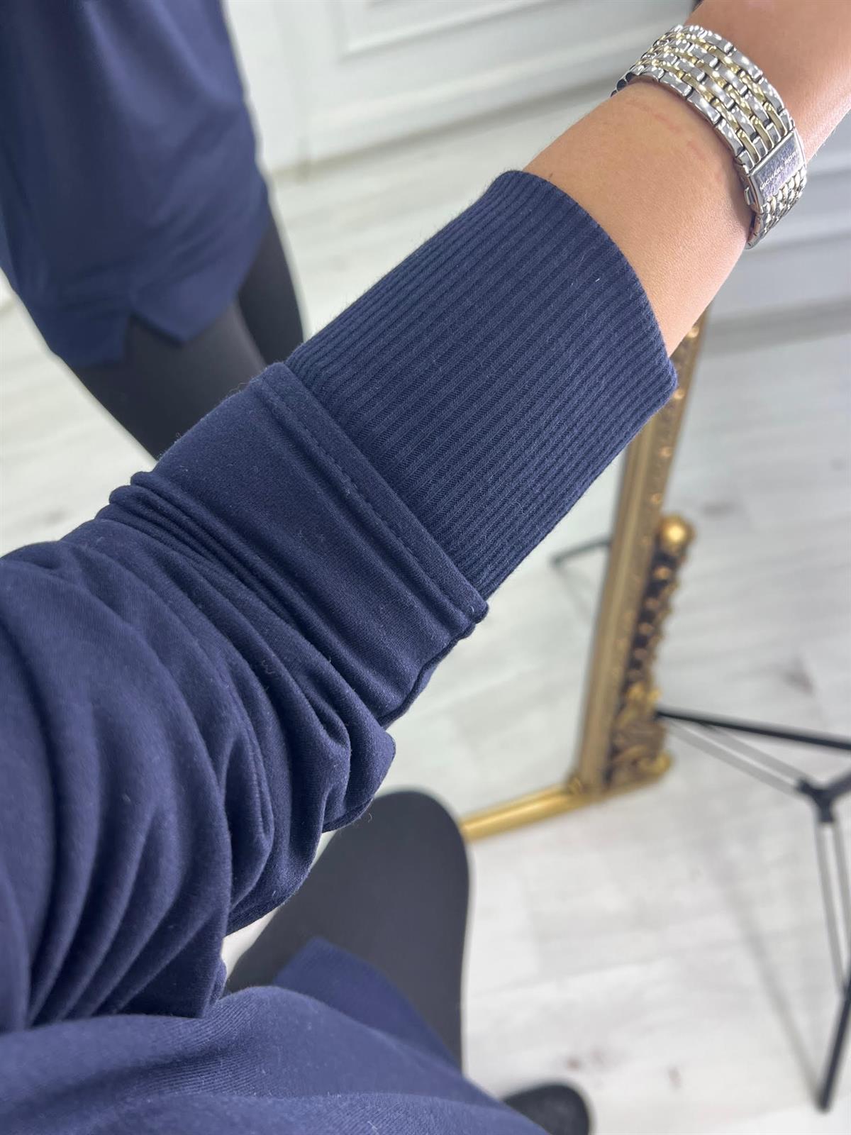 9002 Mari Düz Sweat LACİVERT