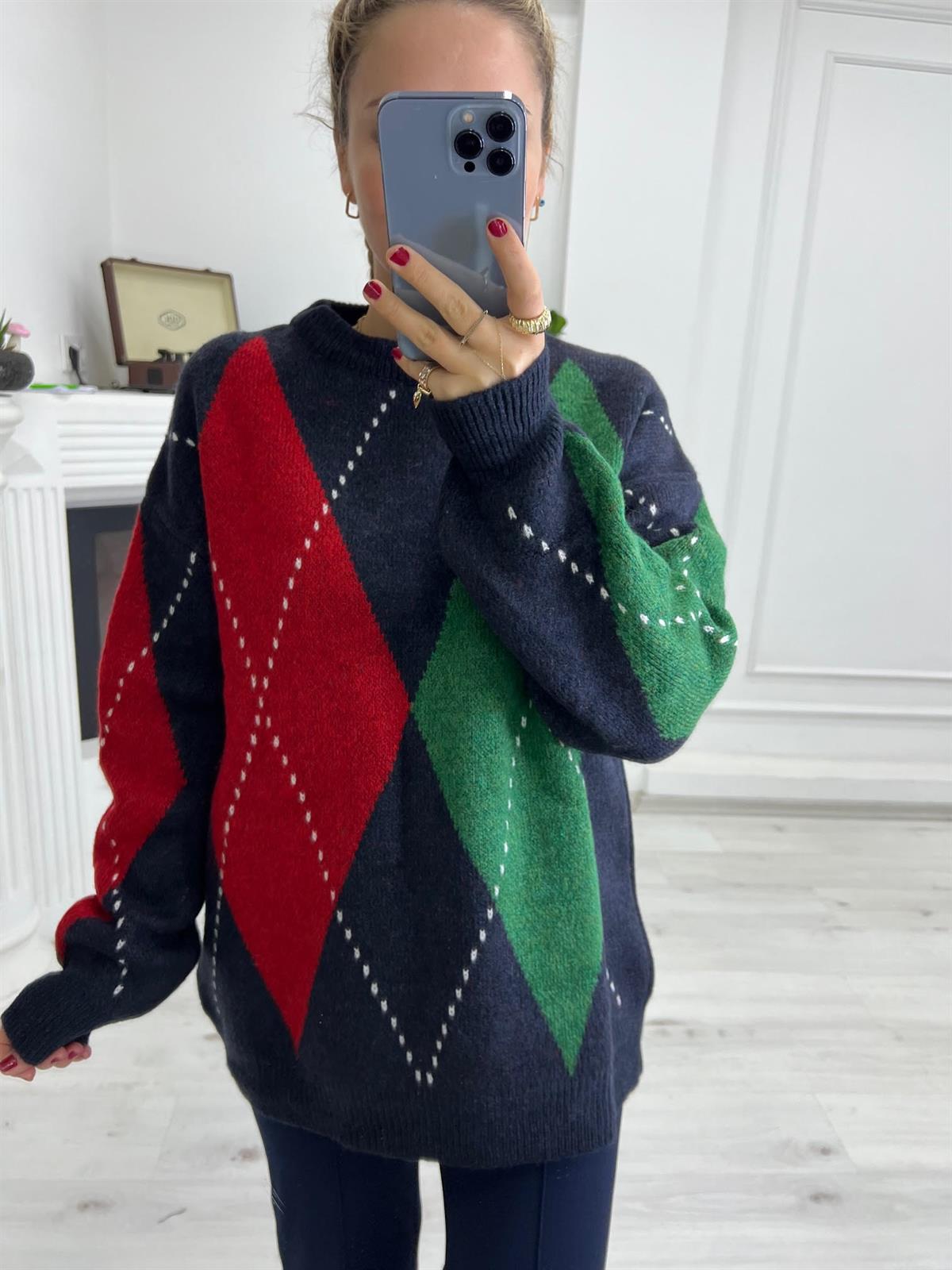 906 Baklava Desen Kazak LACİVERT