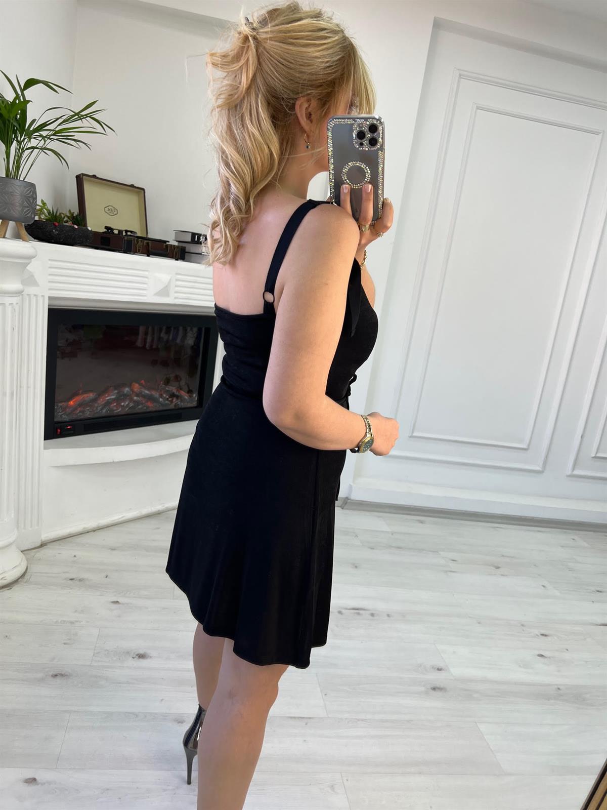 90705 Askılı Mini Elbise SİYAH
