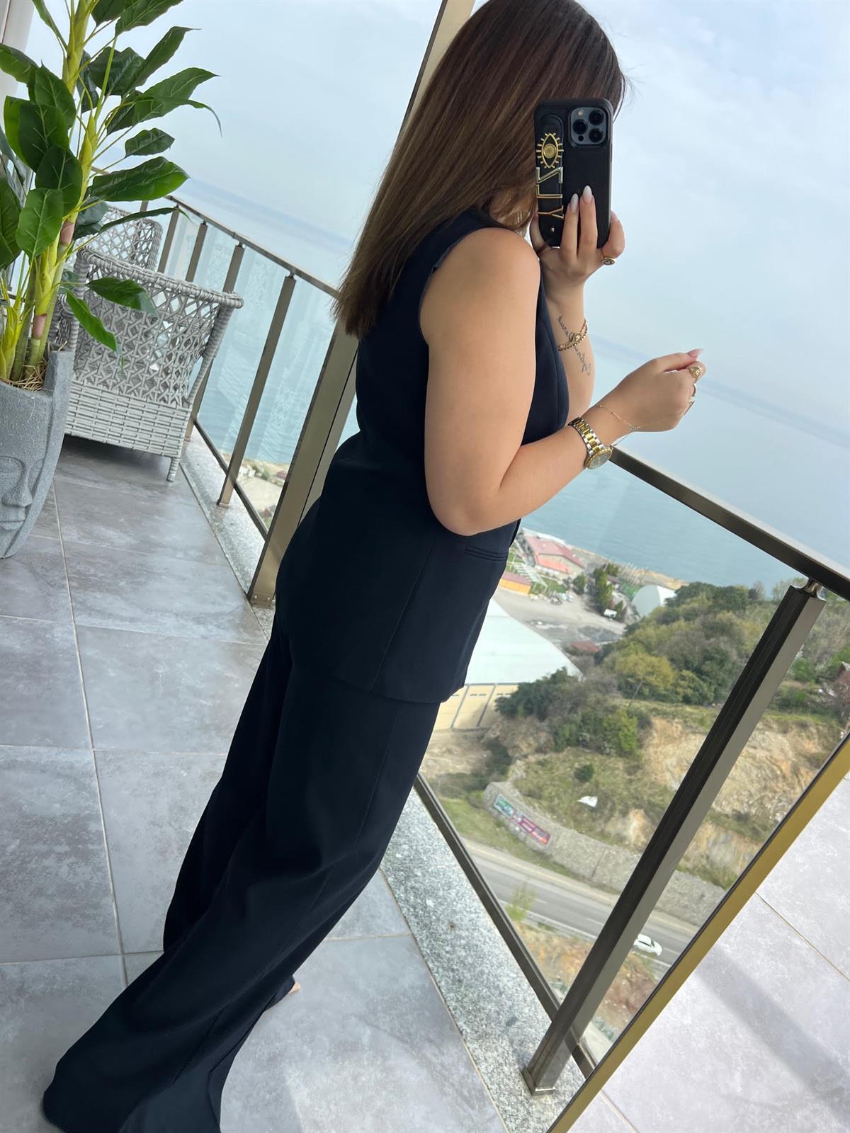 9193 Karma Düğmeli Takım LACİVERT