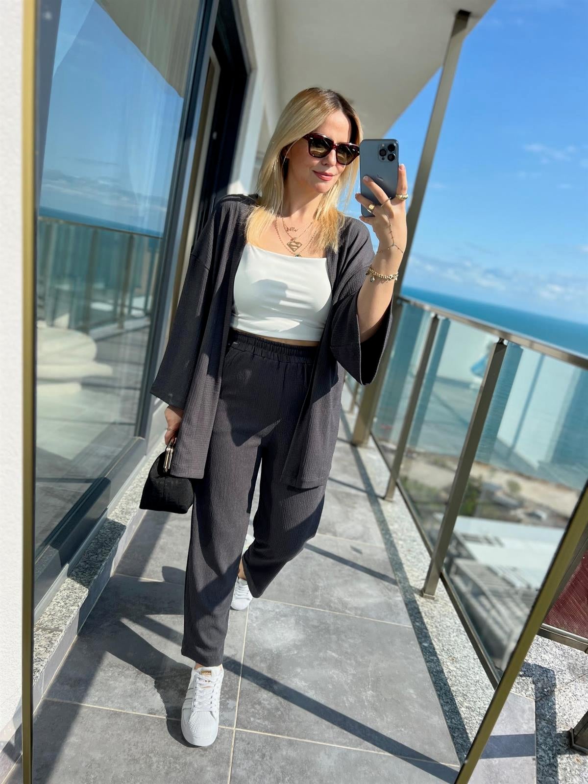 9210 Kimono Pantolonlu Takım ANTRESİT