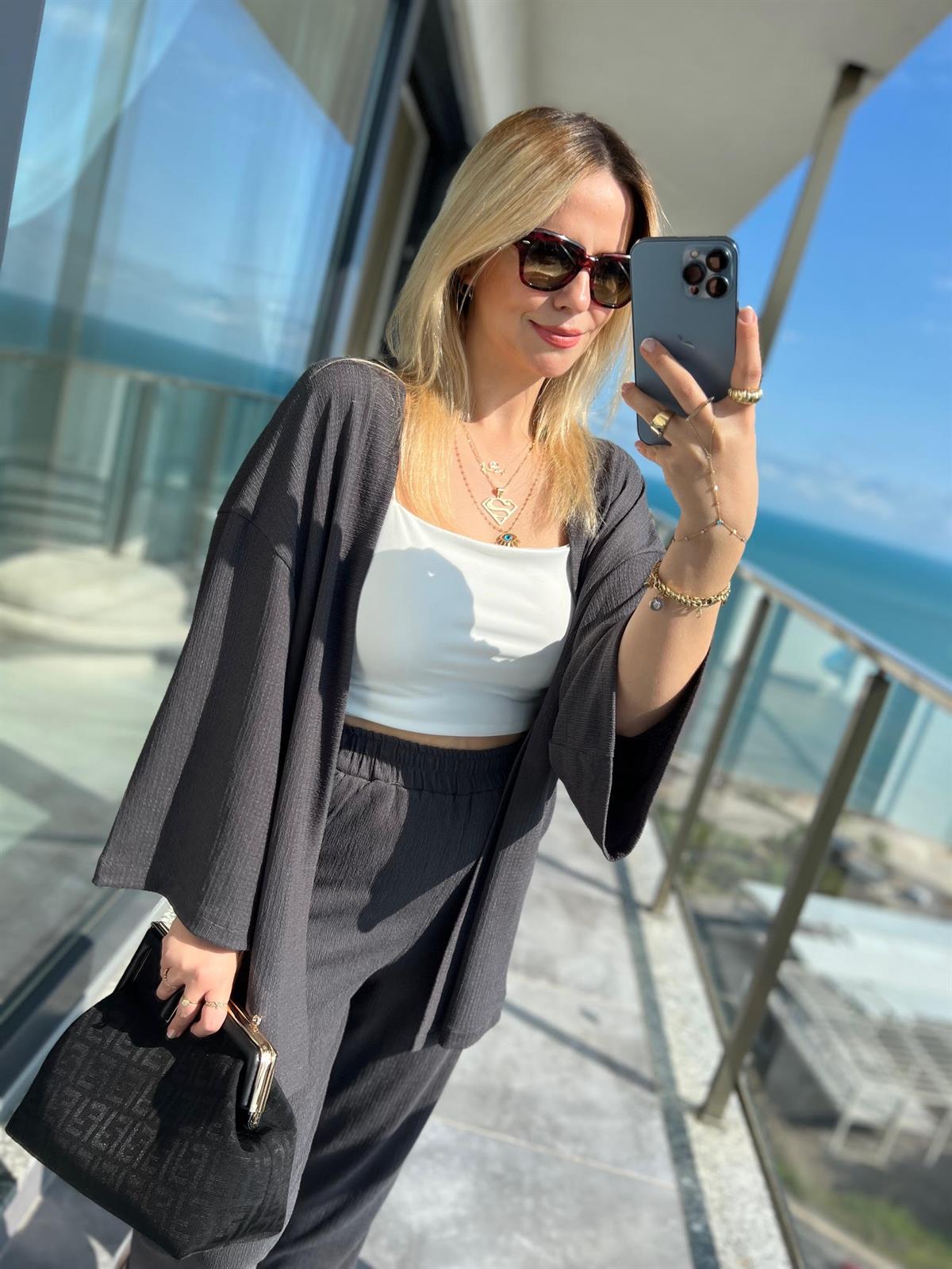 9210 Kimono Pantolonlu Takım ANTRESİT