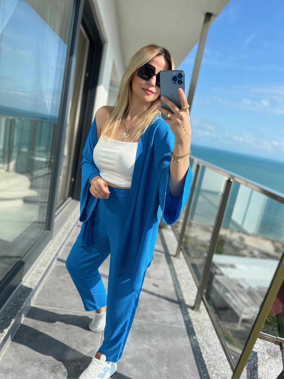 9210 Kimono Pantolonlu Takım TURKUAZ