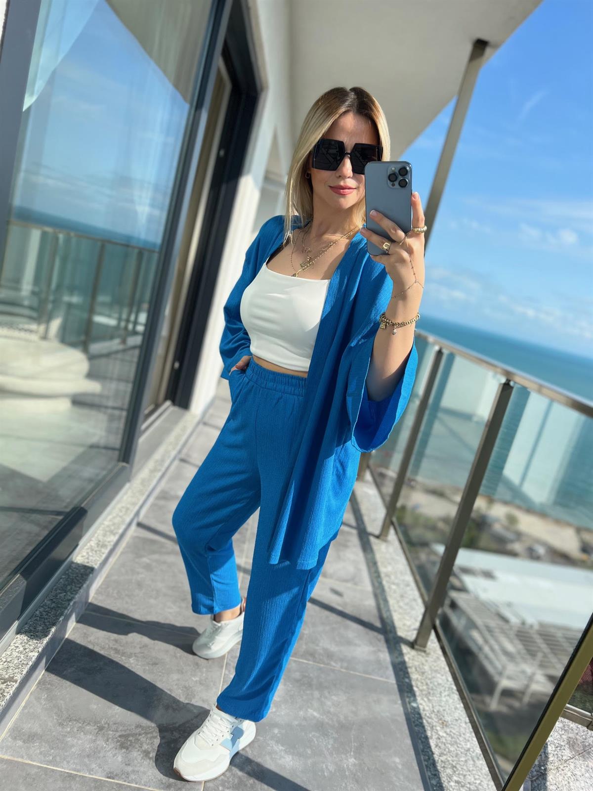 9210 Kimono Pantolonlu Takım TURKUAZ