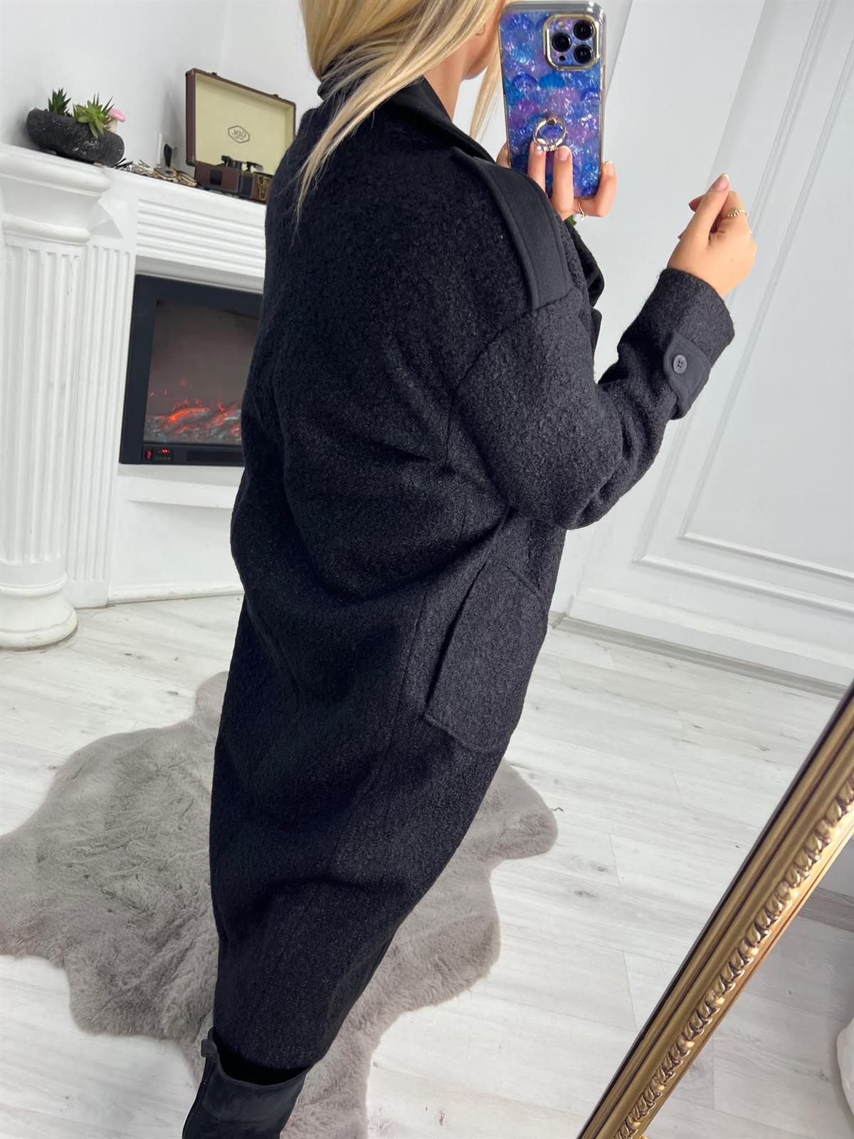 9244 Owersize Kruvaze Kaban SİYAH