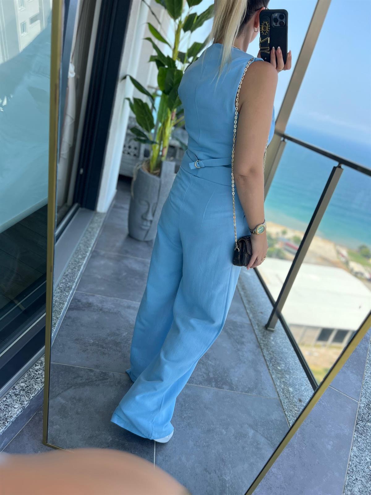 9257 Tenri Yelek Pantalon Takım BEBE MAVİ