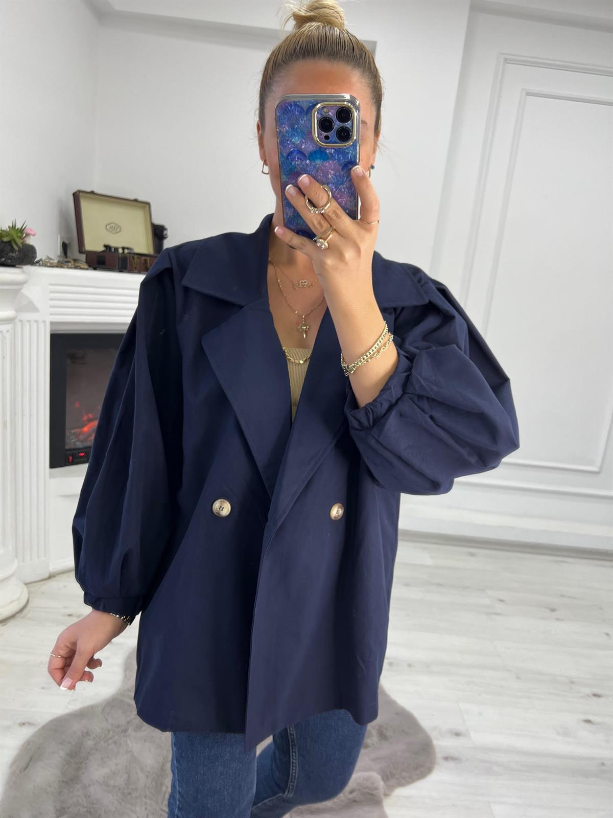 9279 Owersize Ceket LACİVERT