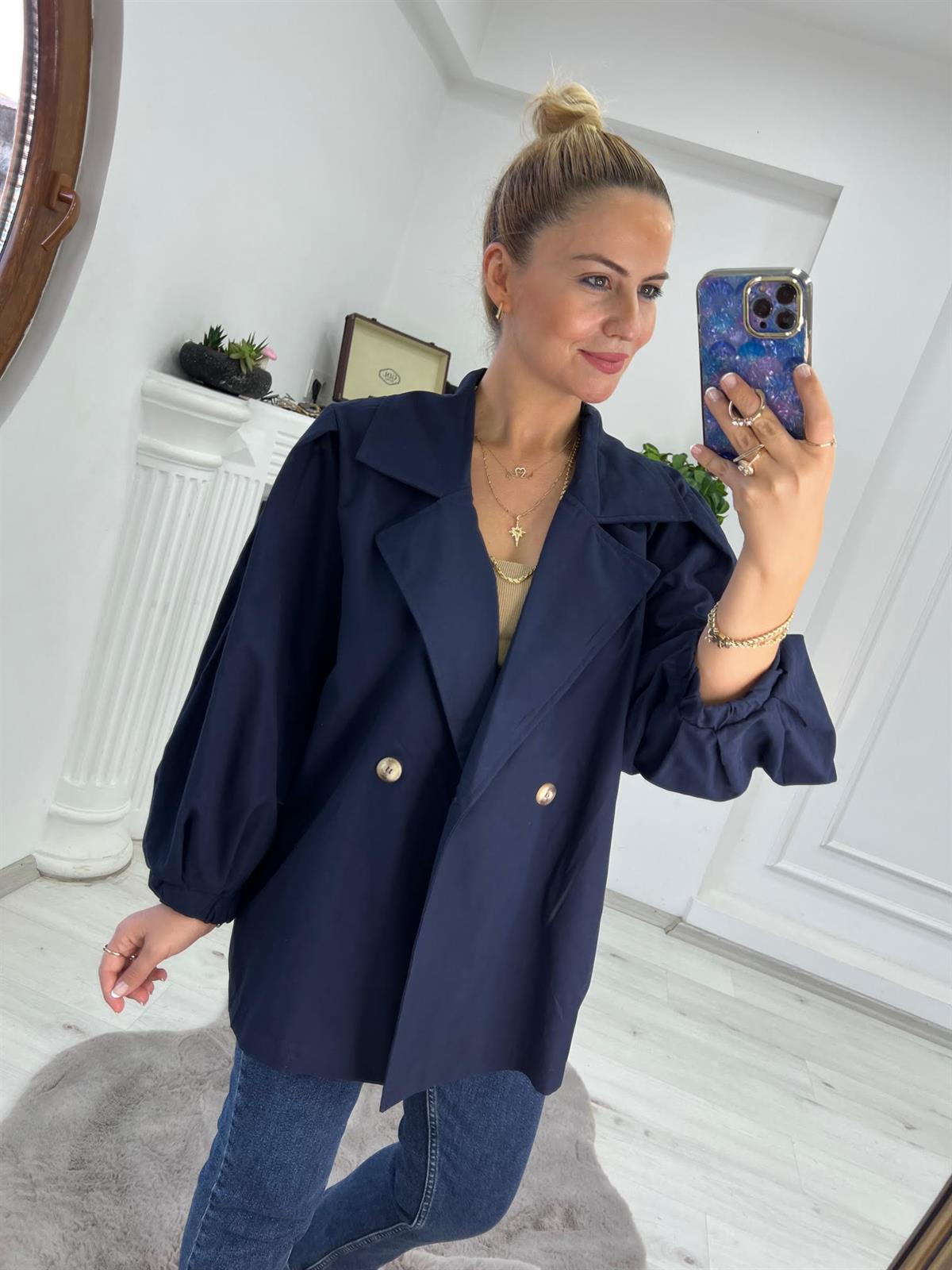 9279 Owersize Ceket LACİVERT