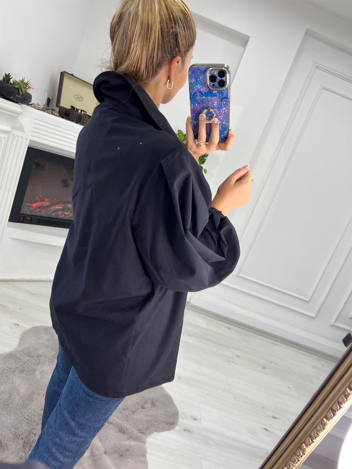 9279 Owersize Ceket SİYAH